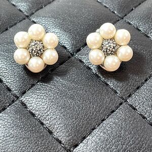 Antique sterling silver Pearl marcasite clip earrings in beautiful condition